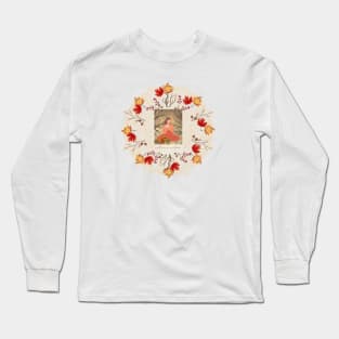 Dry Leaves of Autumn, Woman and TEACUP for Welcome Halloween! Long Sleeve T-Shirt